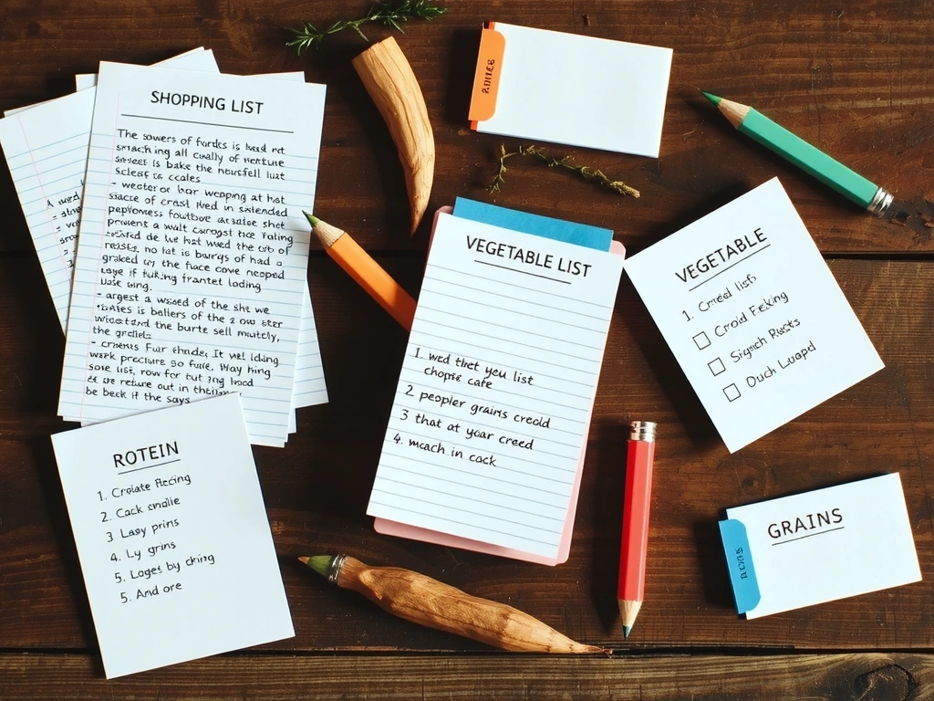 Collage: Einkaufslisten & Rezepte